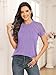 AUTOMET Women's Lace Short Sleeve Business Casual Top, Blouse with Unique Front Seam Detail Shirts Purple L