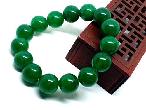 Yigedan Bracelet élastique avec perles vertes en jade – vue 3