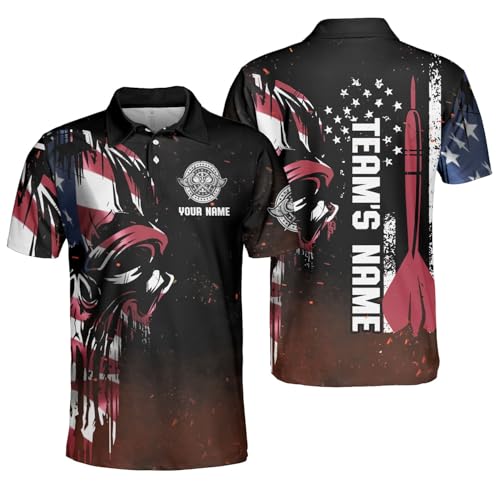 Custom Darts Team Polo Shirt, Personalized Skull Dartboard Shirt, Dart Shirts, Dart Jerseys Gift for Dart Players and Teams