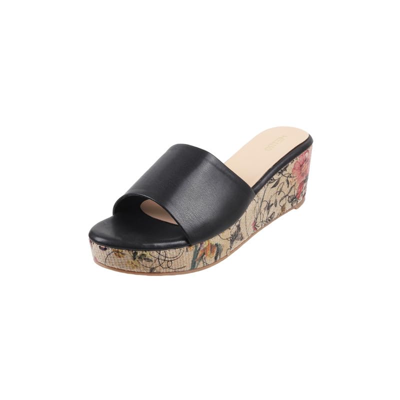 Metro Women Black Synthetic Leather Wedge Heel Fashion Sandal UK/6 EU/39 (34-43) (B0D4HPKVX9) Amazon Price History, Amazon Price Tracker