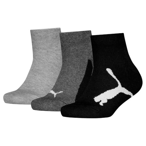 PUMA Kids Bwt Quarter Calcetín, blanco, gris y negro, 35-38 Unisex niños