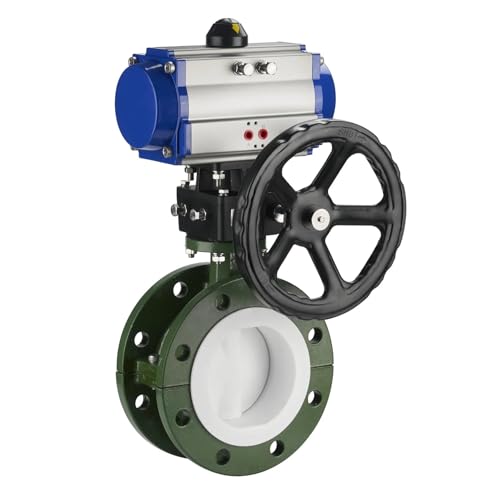 SS304 Body Corrosion-Resistant Single Acting Double Acting Fluorine Lined Pneumatic Flange Butterfly Valve