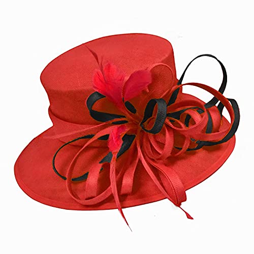 Chapeau bibi rouge à large bord Caprilite Noir taille unique pour mariage
