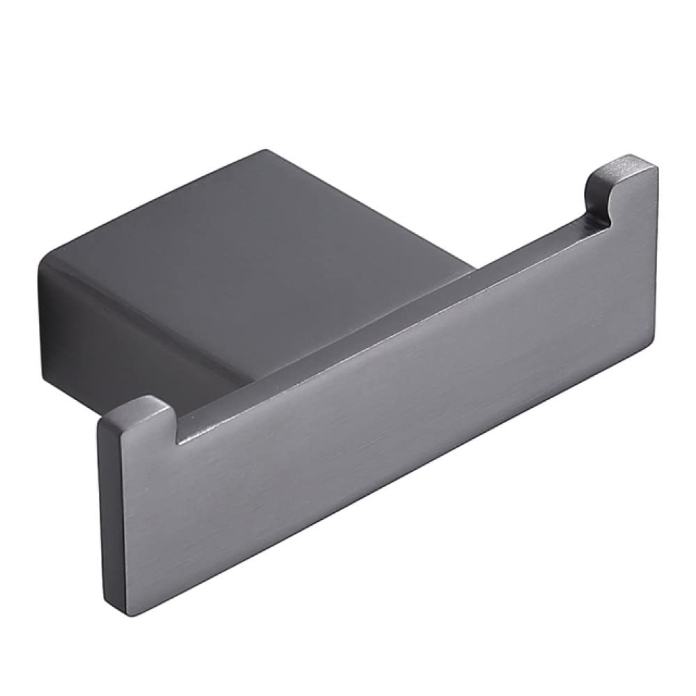Gunmetal Negro Gris Accesorios de baño Ganchos para Toallas Colgador de Papel Soporte Cepillado para Inodoro Almacenamiento de Esquina Juego de Estante de Vidrio, Gancho para Bata