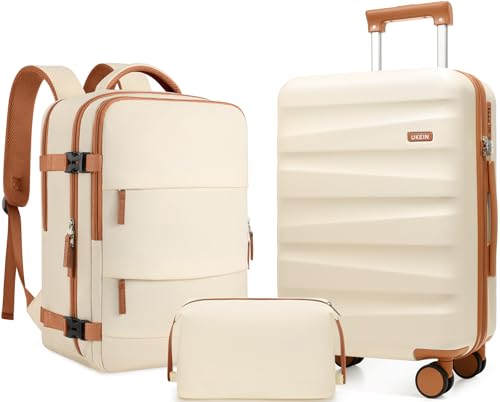 UKEIN Luggage Set with Backpack,Polycarbonate Carry On Luggage Airline Approved with Spinner Wheels,...