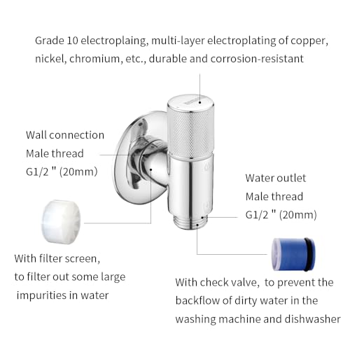 Robinet d'angle G1/2" ultra fin idéal pour optimiser un mitigeur de toilettes - 6