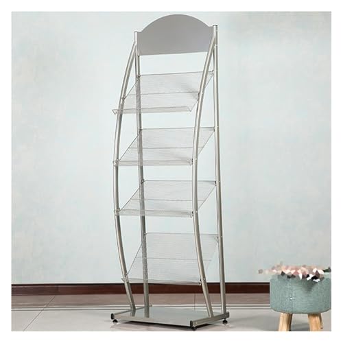 Présentoir à magazines sur pied doré en fer à 4 niveaux pour salon et bureau