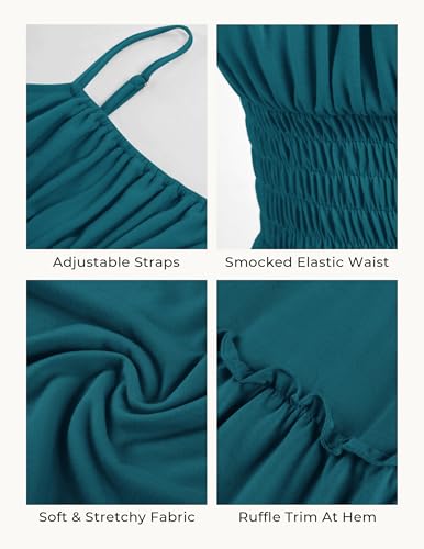 Image of GRACE KARIN Women's Summer Maxi Dress 2026,Smocked Ruched Bust Sundress with Adjustable Straps & Pockets-Beach Vacation Dress