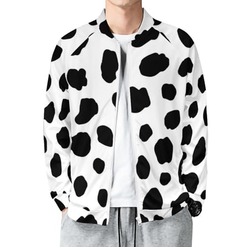 Dalmatian Print Men's Bomber Jacket Lightweight Windbreaker Casual Coat Pocket Spring Fall