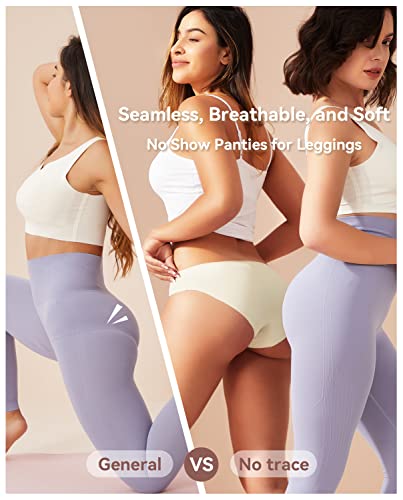 Reshinee Women's Seamless Bikini Panties Soft Stretch Invisibles Briefs No Show Hipster Underwear, 4-Pack #TOP3