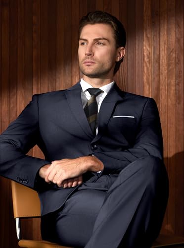 Image of WULFUL Men's Slim Fit Suit One Button 3-Piece Blazer Dress Business Wedding Party Jacket Vest & Pant