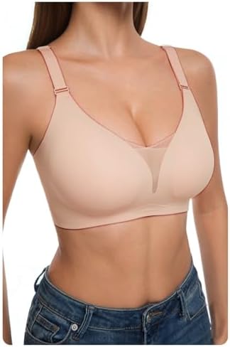 Jelly Bras for Women, Womens Deep V Bras Wireless Bra with Lace, Bralettes for Women with Support