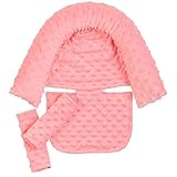 FORESTIME Baby Care Slipcover,Minky Baby Head Support Pillow Headrest with Matching Seat Belt Strap Covers(Watermelon Red,One Size)