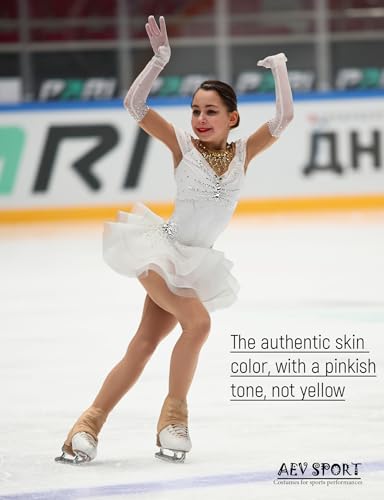 Image of Women Mesh Tights for Figure Ice Skating with Seam over the Heel of the Boot