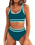 BMJL Women's High Waisted Bikini Sets Sporty Two Piece Swimsuits Color Block...