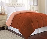Modern Threads Down Alternative Microfiber Quilted Reversible Comforter & Duvet Insert - Soft, Comfortable Alternative to Goose Down - Bedding for All Seasons Rust/Clay Twin