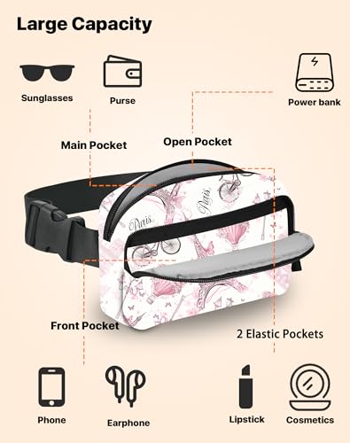 Image of Paris Eiffel Tower Fanny Pack for Women Belt Bag Fashion Everywhere Waist Pouch Lightweight Crossbody Bags with Adjustable Strap