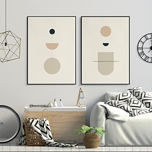 Affiche minimaliste géométrique beige 70x100cm pour décoration salon moderne