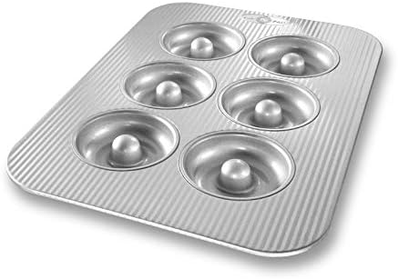 USA Pan Bakeware Aluminized Steel Donut Pan, 6-Well