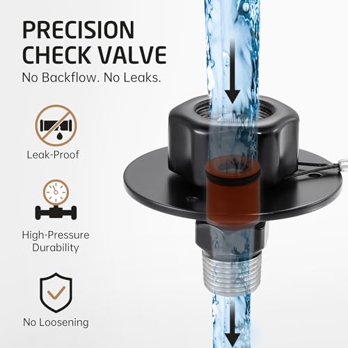 Image of KES All Metal RV Water Inlet Replacement, 18 /8 Stainless Steel RV City Water Inlet with Upgraded Check Valve, Leak-Resistant for RV, Camper, Trailer, Marine, Matte Black, RWI200-BK