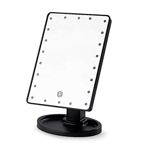 TSHZJ Make up Spiegel Beleuchteter Kosmetikspiegel Tischspiegel mit LED Licht und 10X-Vergrößerungsspiegel 180° Einstellbar Touchschalter für Dimmbare Heilligkeit Batterie Betrieben Cover