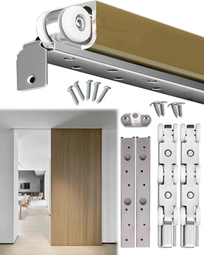 Minglez SchiebetüR Bausatz Schiebetürbeschlagsatz (0.9 M 1 M 1,2 M 1,4 M 1,7 M 1,8 M), Hochleistungs-Scheunentor für Schiebetüren/Schranktüren, Wandmontage(13ft/4.0m)