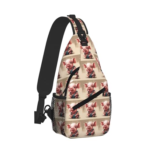 Naughty Pig Baby Printing Fashion Sling Bag For Men Chest Shoulder Backpack Crossbody Motocycle Daypack For Travel Hiking2