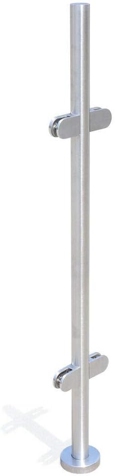 Best Deal Cheap 🛒 NOPTEG 35 Glass Railing Posts -【Mid Post】 304 Stainless-Steel Railing Post Post Glass Panels Deck Railing System Glass Fence Panels Glass Stair Railing System (Cannot Add Handrail Version)