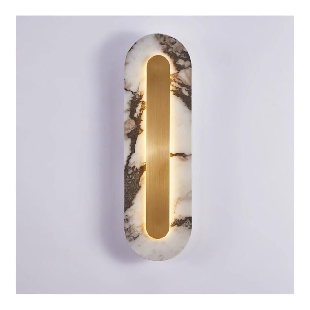 TONFON Modern Marble Wall Lamp, LED Natural Alabaster Wall Light Bedside Lighting Wall Sconce for Bedroom Living Room Study Room Corridor Entryway Restaurant