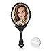YUSONG Premium Hand Mirror with Handle - Vintage Princess Mirror for Women Black Embossed Flower Small Mirrors Tabletop Party Classroom