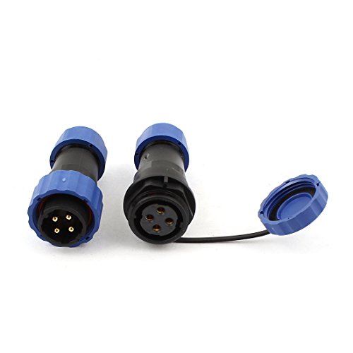 uxcell Pair Waterproof Aviation Cable Connector + Socket SD20-4 4 Pin IP68