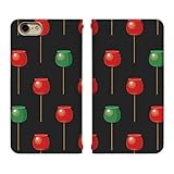 AQUOS R3 808SH ベルト無し 手帳型 スマホケース スマホカバー bn674(G) りんご飴 りんごあめ 林檎飴 キャンディーアップル ドット アクオスフォン アクオスホン スマートフォン スマートホン 携帯 ケース アクオス アクオスR3 手帳 ダイアリー フリップ スマフォ カバー