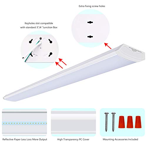 AntLux Linkable 4 Foot LED Wraparound Shop Light Flush Mount Garage Lights, 40W 4400 Lumens, 4000K, 4FT LED Wrap Lights, Linear Puff Ceiling Lighting Fixture, Fluorescent Tube Replacement, 4 Pack - Thumbnail 3