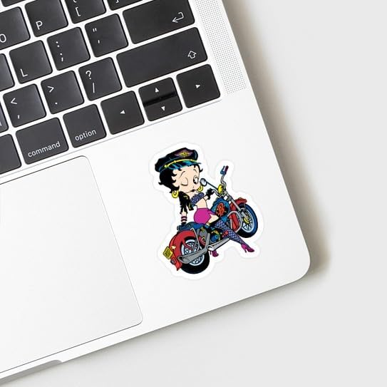 CafePress Betty Boop Biker Babe Small Die Cut Sticker, 3"x4" Matte Finish