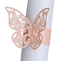 ISAKEN 50pcs Ronds De Serviette Papier 3D Papillon, Anneau De Serviette