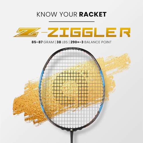 Image of Apacs Z-Ziggler (Strung, Max Tension Upto 38 LBS) 6.4mm Slim Shaft | Made in Vietnam | 100% Japanese Graphite Badminton Racket with Free Full Cover (Black Blue Grey)