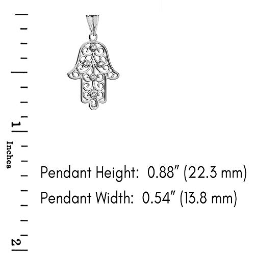 Sterling Silver Hamsa Hand Cubic Zirconia Charm Pendant Necklace2