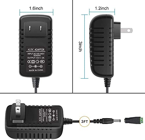 Image of 12V 24W US Plug Driver Adapter AC110V to DC 12V 2A 5.5 * 2.1mm LED Power Supply for LED Strip Lights Transformer Adapter