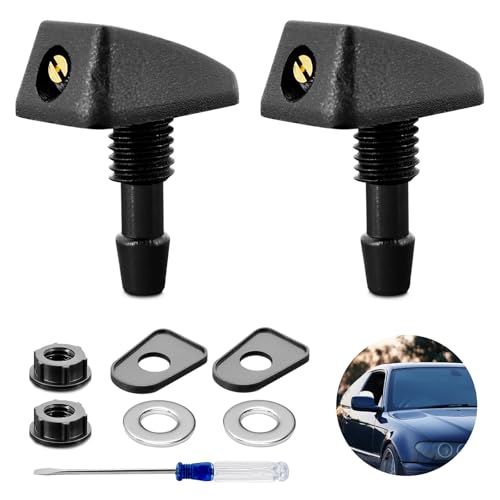 Boquillas de pulverización para limpiaparabrisas, boquilla universal para lavado de parabrisas, incluye un destornillador, 2 boquillas de repuesto para limpiaparabrisas