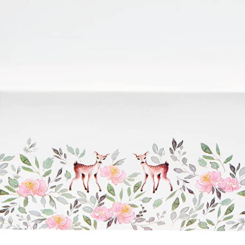 Sparkle and Bash Oh Deer Party Table Covers for Baby Shower Decorations - 54 x 108 in, Multi-Color, 3-Pack, Pleated Corners for Baby Shower Decor & Deer Birthday Party Decorations for Girl