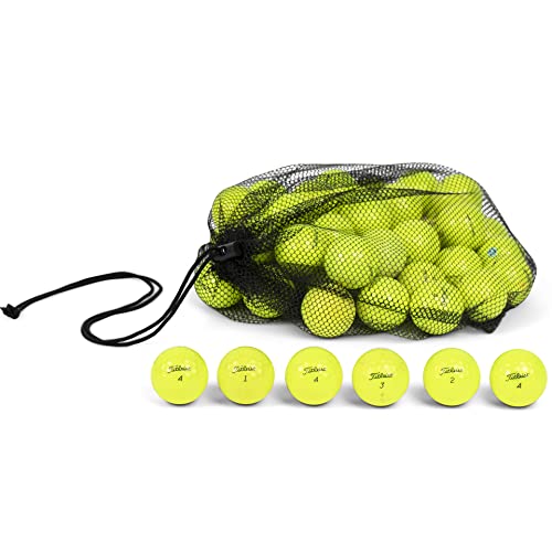 Clean Green Golf Balls 12-48 Recycled Yellow Used for Titleist Prov1. AVX, Prov1x Golf Ball Mix - Good Condition Graded Balls - Includes GolfBalls and Mesh Carrying Bag (48)