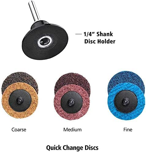 Sanding Discs Set 80 Pcs YUFUTOL 2 inch Quick Change Discs with a 1/4 inch Holder,Surface Conditioning Discs for Die Grinder Surface Prep Strip Grind Polish Burr Finish Rust Paint Removal