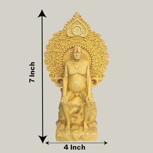 Image of KariGhar Resin Swami Samarth Idol with Stone Singhasan,Perfect for Car Dashboard and Home Temple and Office and Decoration, in of White Color and 7 Inch Size.