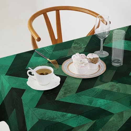 Nappe de table lavable rectangulaire imprimé vert émeraude de cuisine