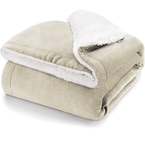 Blumtal koc polarowy 130 x 150 - Plaid z certyfikatem Oeko-Tex®, koc polarowy Sherpa, wysokiej jakości koc polarowy, miękki, ciepły, miękki, puszysty, beżowy