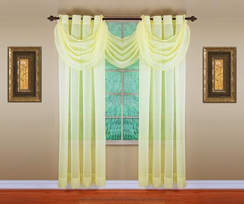 Image of Today's Curtain, Emelia Grommet Sheer Panel 84 inch Yellow, 59 inch W x 84 inch L
