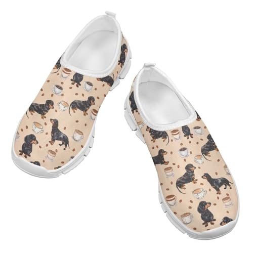 School Sneakers for Girls Animal Print Slip on Tennis Shoes Breathable Lightweight Running Shoe