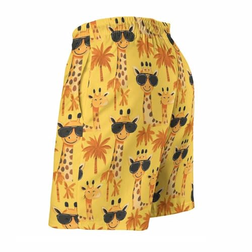 Hawaiian Shorts for Men - Cute Glasses Giraffe Print Quick Dry Mens Swim Trunks Bathing Suits with Mesh Lining4