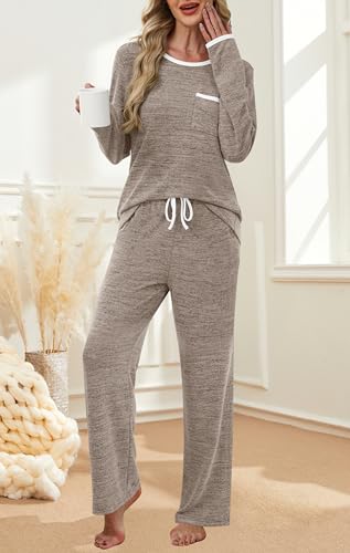 XIEERDUO Womens Pajama Sets Long Sleeve Sleepwear Soft Pjs Lounge Chest Pocket Two Piece Sets For Women2