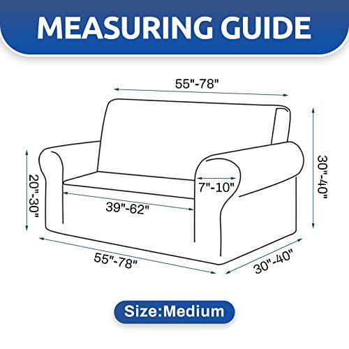 KEKUOU Stretch Loveseat Sofa Cover Slipcover,Couch Covers for 2 Cushion Couch Sofa (55"-78") Furniture Protector Sofa with Elastic Bottom for Kids,Dog. Jacquard Small Checked (Medium,Peacock Blue)
